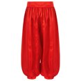 thumbnail image 4 of Yeahdor Girls Boys Arab Satin Wide-Leg Bloomers Harem Trousers Kids Belly Dance Pants Party Wear Red 12, 4 of 7