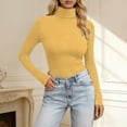 thumbnail image 3 of Kcolen Long Sleeve Shirts for Women High Neck Slim Fit Stretch Casual Basic Solid Color Tee Shirt Fall Fashion Basic Top Womens Going Out Outfits, 3 of 6