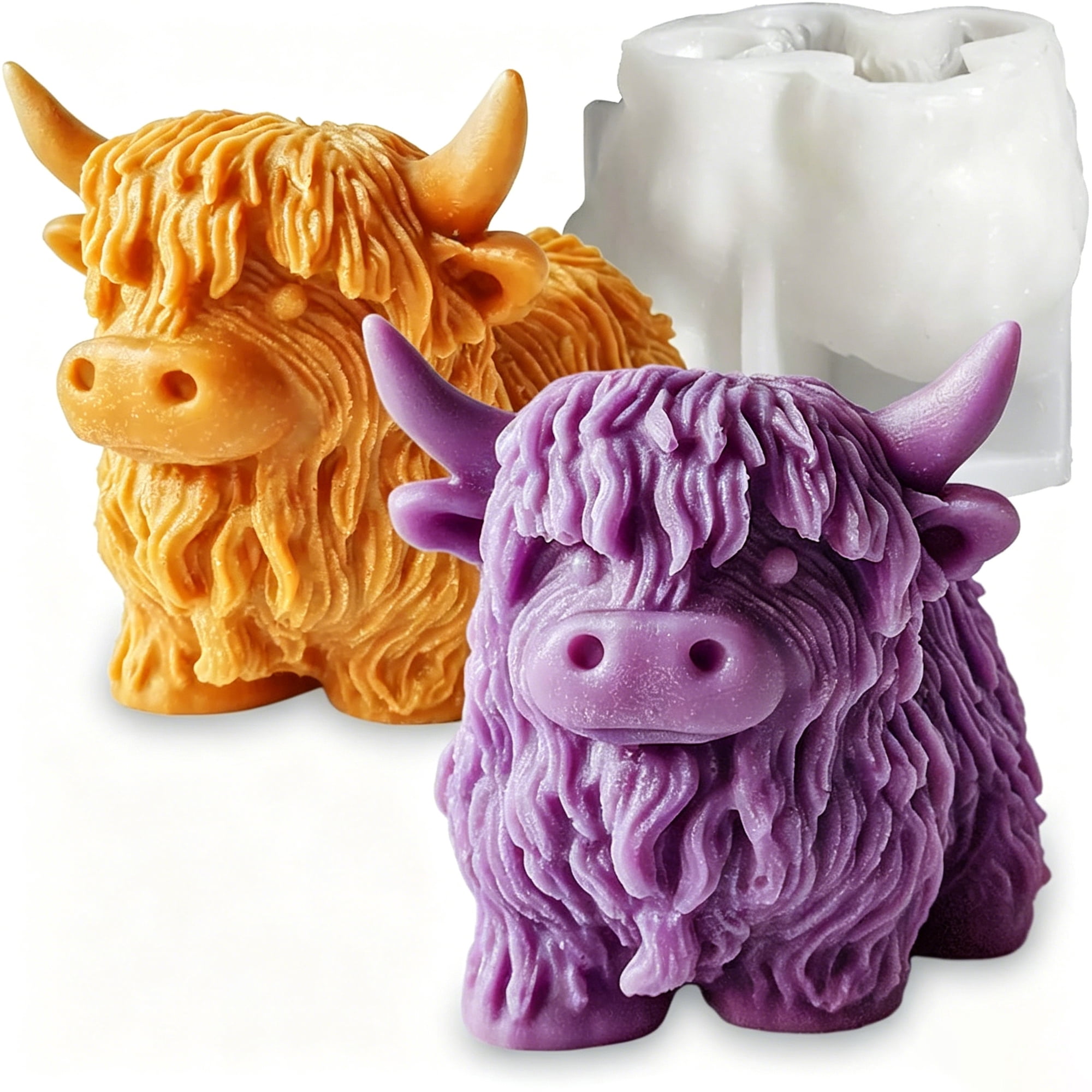 Highland Cow Shape Silicone Molds for Resin Candle Soap, 3D Cow Animal Candle Molds for Candle Making, Unique Fondant Chocolate Cake Decorating Mold, Epoxy Casting Clay Mold DIY Craft Decor
