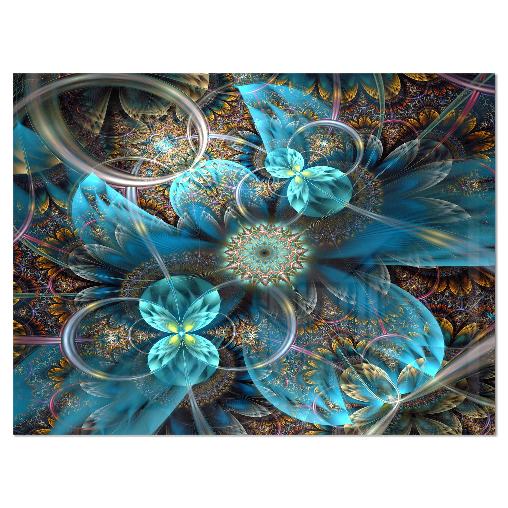Fractal Art Abstract Home Decor Teal Turquoise Metal Light Switch Plate Cover 