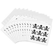 3dRose, Pirate Skull and Crossblades Pattern, 12 Greeting Cards with envelopes