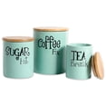 thumbnail image 1 of Design Imports  Aqua & Coffee Sugar Tea Ceramic Canister - Set of 3, 1 of 1