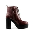 thumbnail image 6 of BLISSFUL STEP Women's Boot Side Zip Platform Chunky Heel Combat Boots Burgundy 6.5, 6 of 8