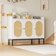 thumbnail image 2 of Shoe Storage Cabinet with 3 Rattan Doors & 5Adjustable Layers, Freestanding Shoe Rack for Entryway, Hallway, Living Room, 2 of 7