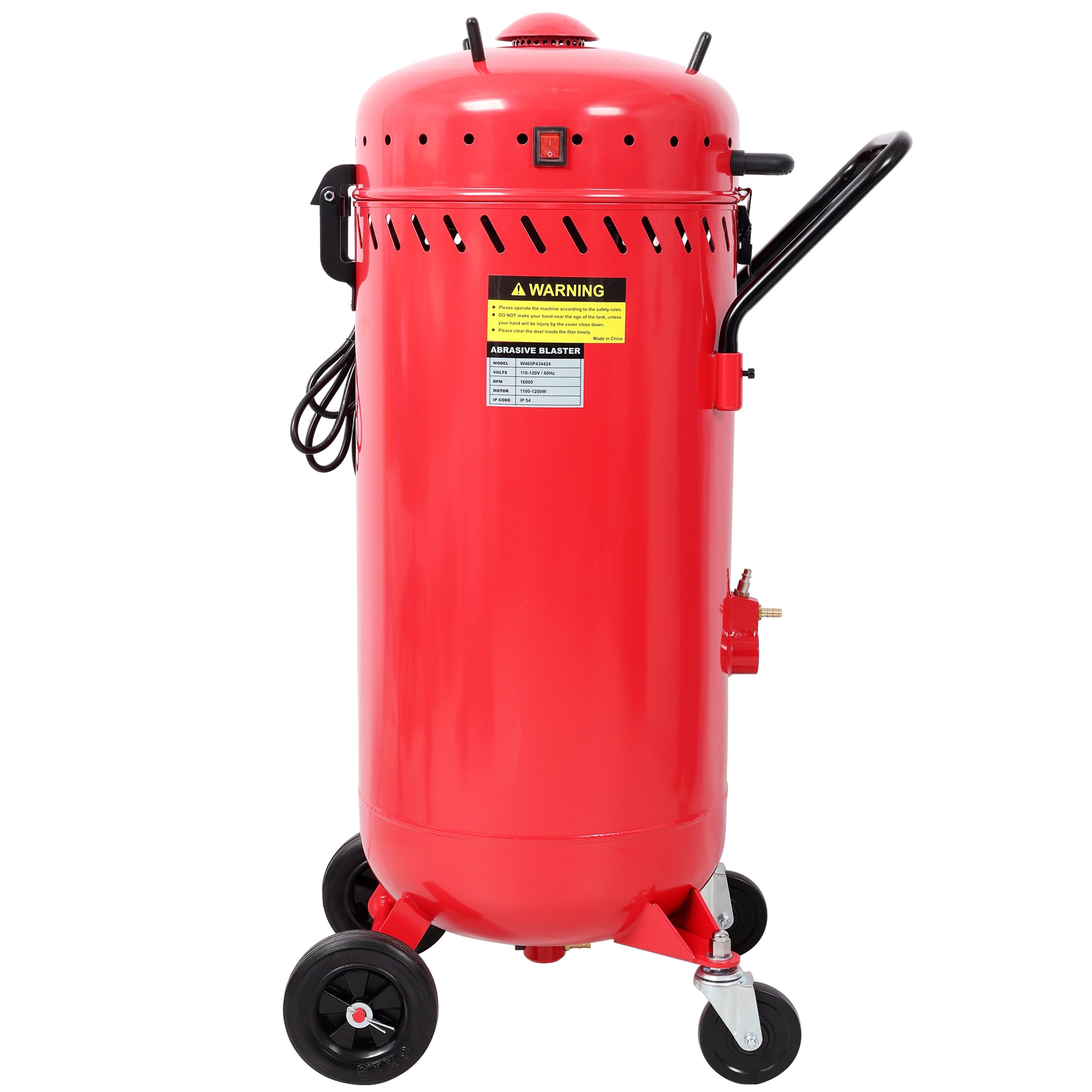 Vacuum Sandblaster with Dust Collection, 1200W Turbine, Dual Sealed Lids, Heavy-Duty Casters