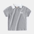 thumbnail image 4 of LYMAYTER Toddler Boys Short Sleeves T-Shirt Baby Summer Lapel Button Cotton Tee Shirt Tops for 1-6T, 4 of 11