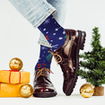 thumbnail image 4 of 6 Pairs Fun Christmas Socks for Men Winter Socks Xmas Gifts for Men Crew Cotton Sock Set Colorful Fashion Design Slipper Socks, 4 of 7