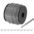 thumbnail image 1 of Cable de alambre de 197 pies de acero inoxidable 304 recubierto de vinilo de 1/12" con 10 piezas de fundas de aluminio transparentes, 1 of 7