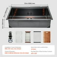 thumbnail image 5 of KFFKFF 33-inch Workstation Kitchen Sink, Top-Mounted 304 Stainless Steel Sink, Single Bowl Farmhouse Basin with Ledge and Various Accessories, Domestic Dishwasher Sink for RV and Bar (Black), 5 of 9