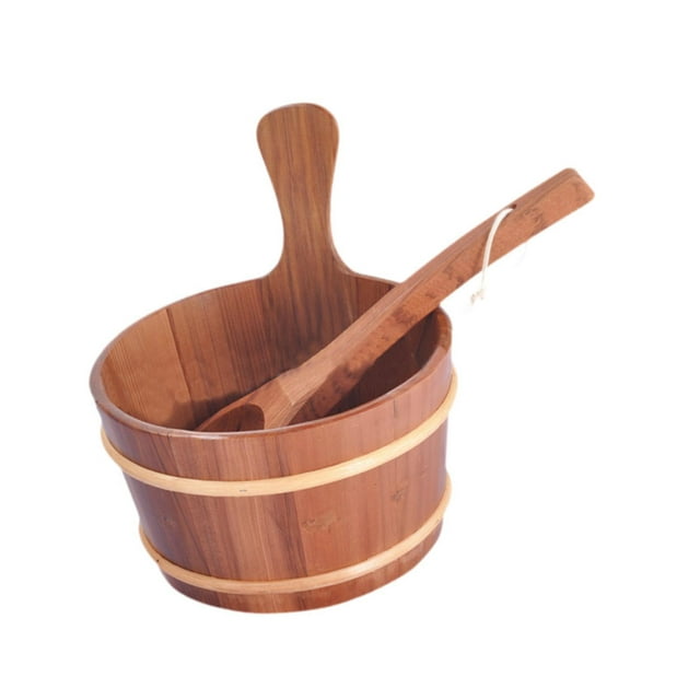 Cubo de Sauna y cucharón, cubo de agua de 4L, regalos, contenedor de almacenamiento de accesorios de Sauna resistente multifuncional para piscina