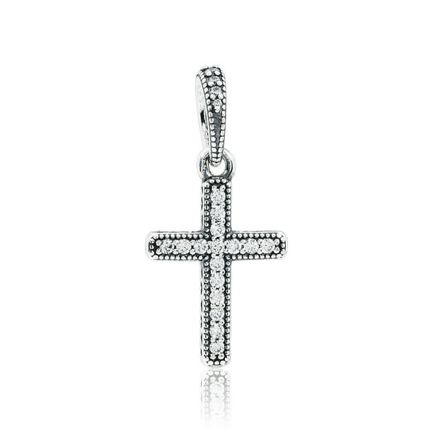 Pandora Sparkling Cross Pendant in Sterling Silver with Clear Cubic Zirconia
