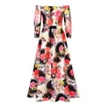 thumbnail image 3 of Sunloudy Vestido de manga larga casual para mujer, estampado a la moda, cuello de barco, vestido largo con cinturón Sunloudy  moda, 3 of 9