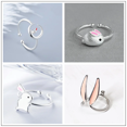 thumbnail image 3 of Anillos ajustables con Orejas de conejo para mujer, joyería de conejo rosa, anillos de apertura para chica, pareja de amantes, regalo de San Valentín, 3 of 4