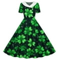 thumbnail image 2 of MKOSPLRT Robe Vintage Swing Cocktail pour Filles Manches Courtes Robe de la Saint-Patrick Années 1950 Imprimé Trèfle Longueur Genou 5-14 Ans, 2 of 6