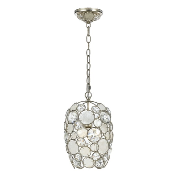 Crystorama Palla 1 Light Antique Silver Mini Chandelier - 8.5'' W x 13.75'' H