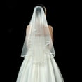 thumbnail image 3 of Visland Bridal Veil Double-Layered Solid Color Ribbon Edge Design Wedding Veil Soft Mesh Material Prom Cosplay Veil with Comb, 3 of 8