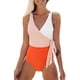 thumbnail image 1 of Traje de baño de una pieza para mujer Traje de baño cruzado con bloque de color y lazo lateral, 1 of 6