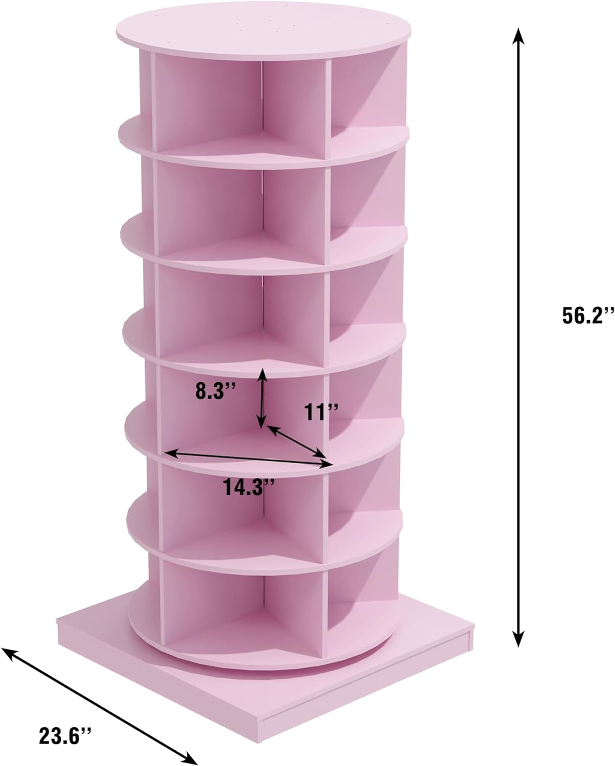 Holaki 6-Tier Rotating Shoe Rack, Holds up to 24 Pairs, Pink