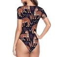 thumbnail image 4 of Daiia Leopard Print print Women's Crew Neck Short Sleeve Bodysuit Fashion Tops Fit Casual Basic Extender Bodysuit-Large, 4 of 9