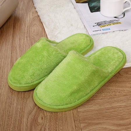 

JINMGG Womens Slippers Plus Clearance Women Warm Home Plush Soft Slippers Indoors Anti-slip Winter Floor Bedroom Shoes Green 38-39