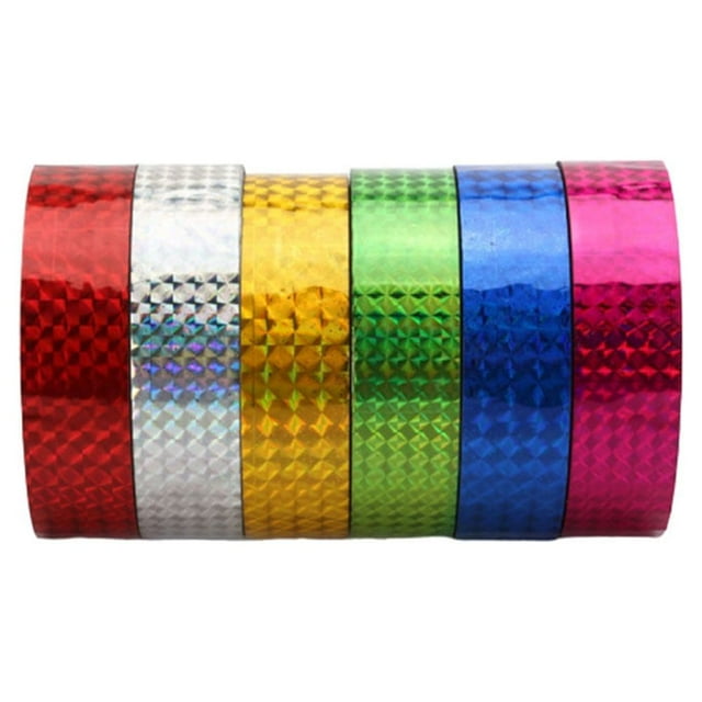 6 Rollos 25MM Cintas Holográficas Pegatinas Decorativas de Color Cinta Cinta de Embalaje de Regalo para Suministros de Regalo de Artesanía DIY (Color Mixto)