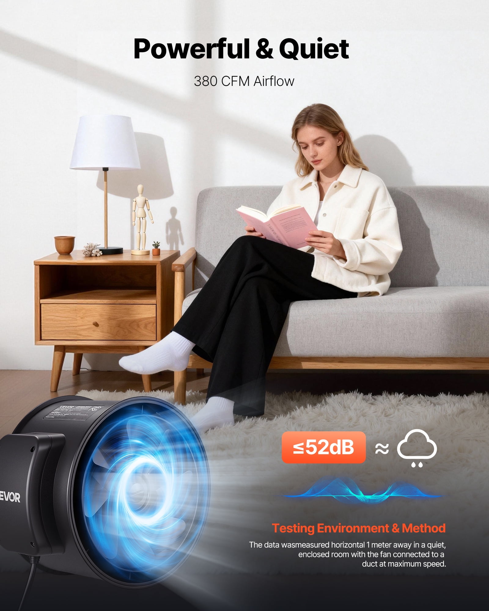 VEVOR 6" Air Filtration Kit, 180 CFM Inline Duct Fan with Speed Controller, Carbon Filter & Ducting Ventilation System for Heating Cooling Booster, Grow Tents, Hydroponics