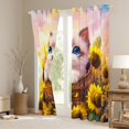 thumbnail image 3 of Castle Fairy Cartoon Cat Blackout Curtains Set of 2 (52x84 Each) for Kids Children Teens,Cartoon Flower Animal Window Curtains,Rustic Floral Sunflower Curtains and Drapes,Breathable Home Decor, 3 of 6
