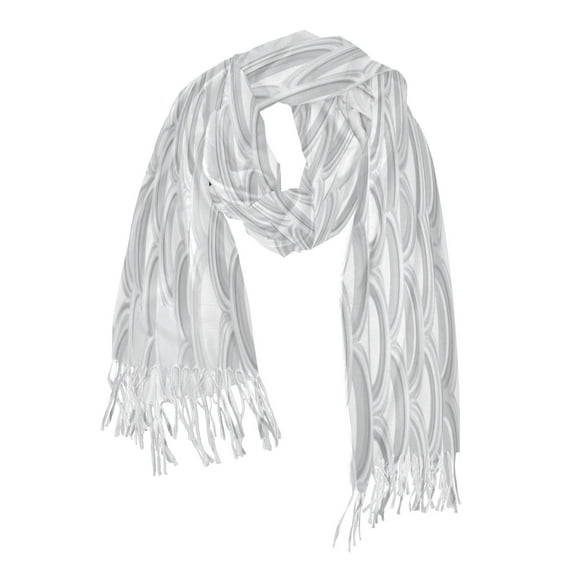 Gray Scallop Pattern Design Soft Stylish Scarf 86.6''x30.7'' Lightweight and Warm, Breathable
