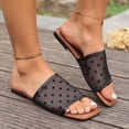 thumbnail image 6 of Womens Black Mesh Slide Sandals Flat Open Toe Breathable Heart Pattern Cute Summer Beach Shoes,Size 9.5, 6 of 8