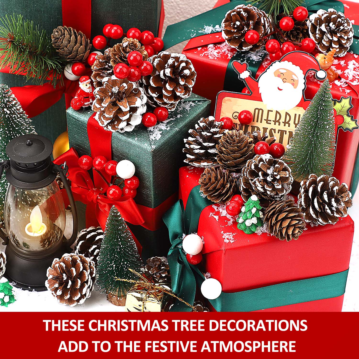 Ayieyill 115 Piece Christmas Pine Cones and Ornaments Set photo 5