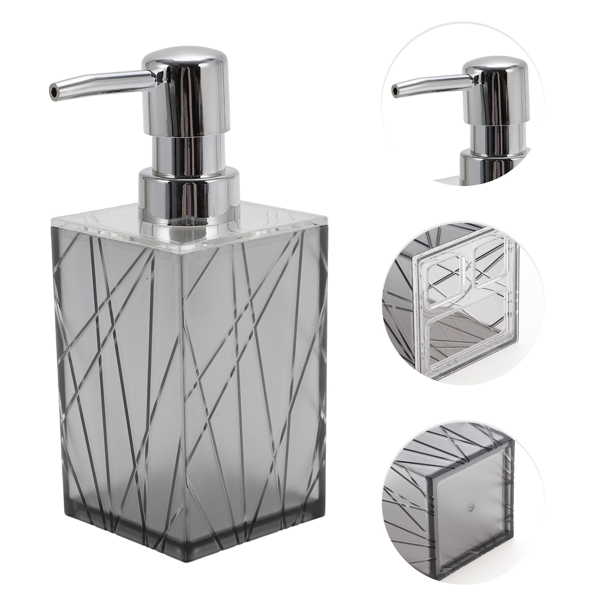 Unique Bargains 1 Set  Classic Soap Pump Dispenser Set for Bathroom for Laundry Rooms Gray