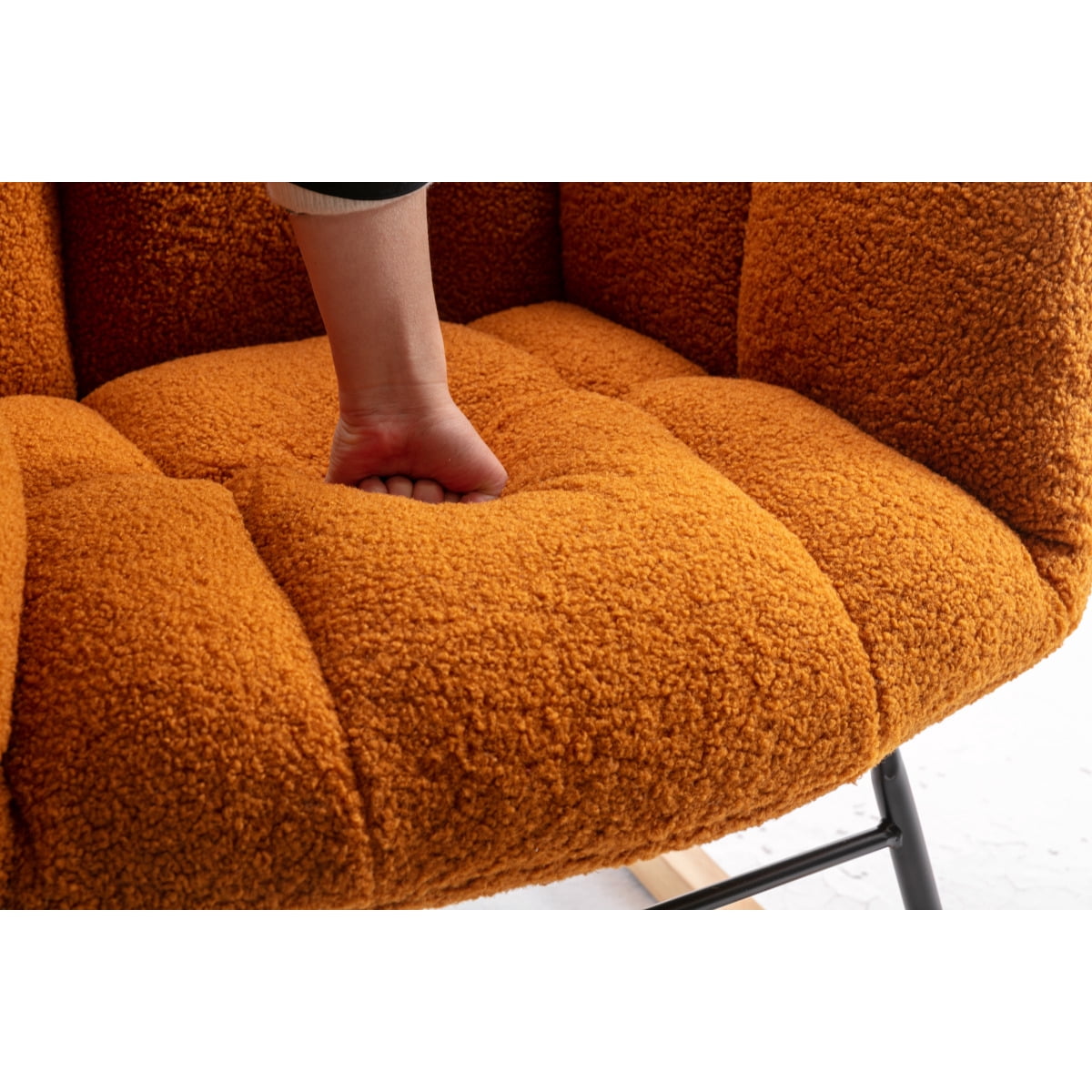 Newboti Furniture 050-Teddy Fabric Rocking Gilder Nursery Chair For Living Room Indoor,Caramel BN.0479