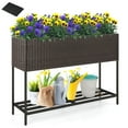 Topcobe Wicker Raised Garden Bed with Storage Shelf and Drainage Gaps