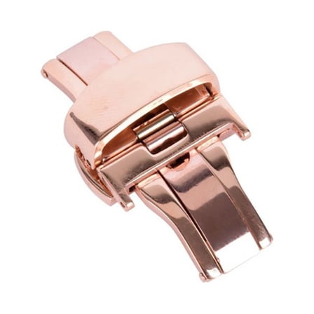 MLINS Stainless Steel Watch Buckle Double Push Button Deployment Clasp For Watch Band Strap 22MM (Rose Gold)