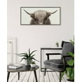 thumbnail image 5 of Kate and Laurel Sylvie Hey Dude Highland Cow Color Framed Linen Textured Canvas Wall Art by The Creative Bunch Studio, 18x40 Panel Gray, Decorative Cow Art for Wall, 5 of 6