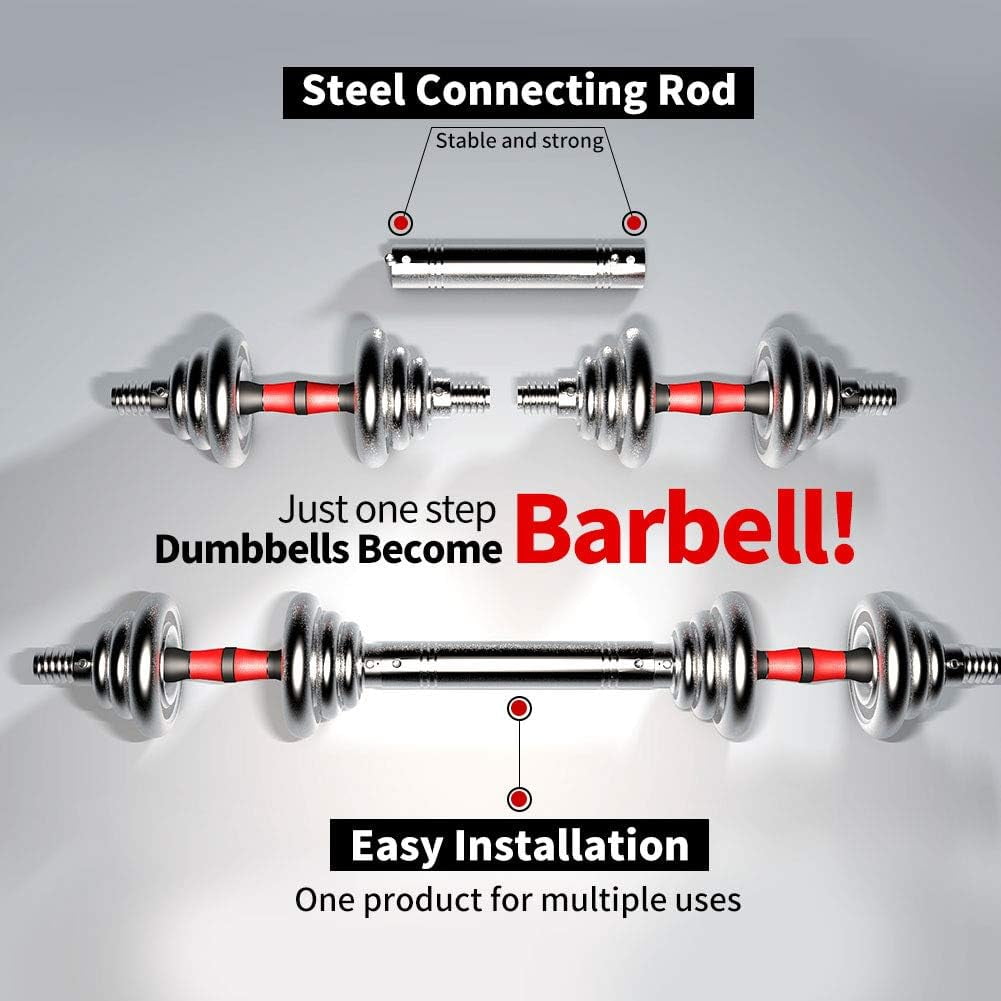 ZHICHUN 44lbs Adjustable Dumbbell Set, Cast Iron Barbell Set with Connecting Rod & Carry Box, Multifunctional Home Gym Workout Dumbbells for Men and Women