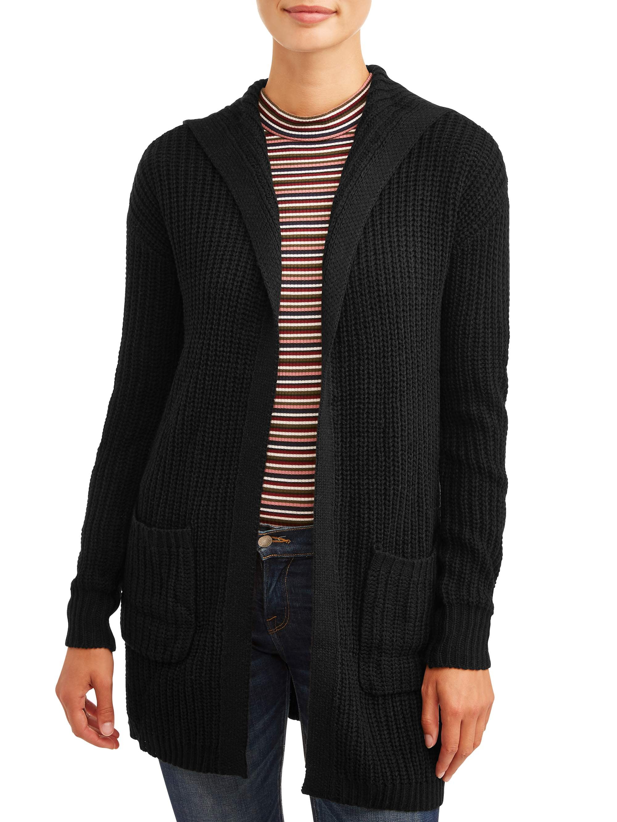 No Boundaries Juniors' Hooded Lace Up Cardigan - Walmart.com