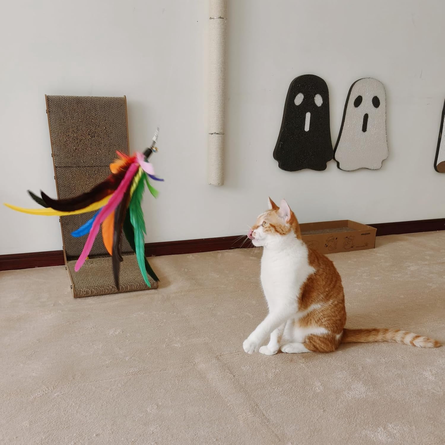 miwoowim Cat Toys Interactive for Indoor Cats, 2PCS Ultra-Long Teaser(50"+38")+9PCS Da Bird Feather Refills, Fishing Pole Toy,Retractable Cat Wand Toy and Feather Toys Refills Attachment Replacement