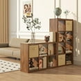 thumbnail image 4 of YEXJ Bookshelf with Storage Bins, 16-Cube Storage Organizer with Back Panels, Modern Wood Open Bookcase, Multifunctional Display Shelf for Living Room, Bedroom, Home Office-16 Cube-Classic Oak, 4 of 5