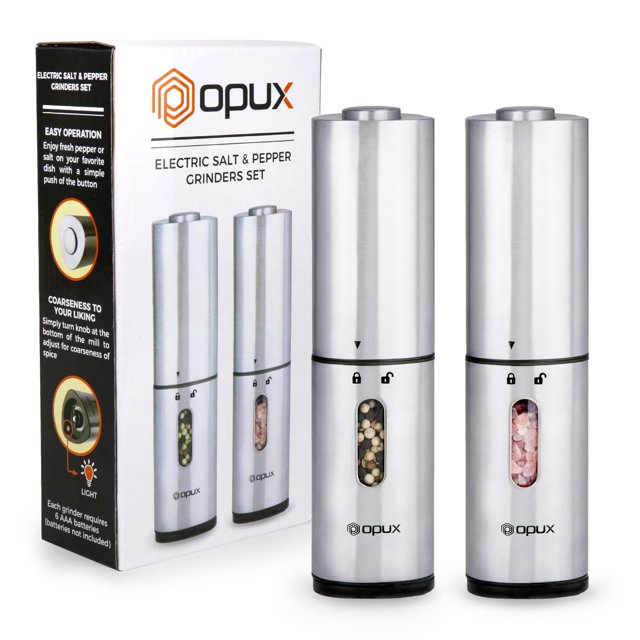 Deluxe Electric Salt and Pepper Grinder Set by OPUX