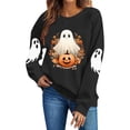thumbnail image 4 of Tusihei Women Halloween Long Sleeve Cute Graphic Casual Pullover Tops Sweater Fall Winter Outfits, Black M, 4 of 5