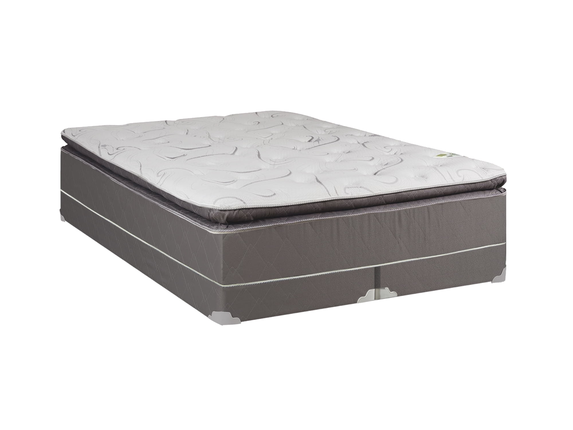 WAYTON 12′ Plush Pillow Top Innerspring Mattress and 4′ Split Wood Box
