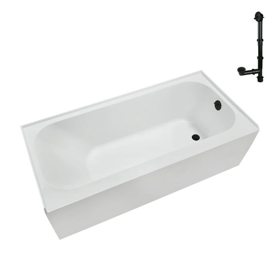 Streamline NAL-5300-ORB 66 in. x 32 in. Acrylic Right-Hand Drain Alcove Bathtub in Glossy White With External Drain in Matte Oil Rubbed Bronze