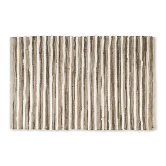 TAUPE SLIM STRIPE COTTON CHINDI RUG 2x3FT