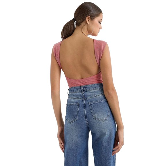 Lurex Open-Back Blouse