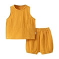 thumbnail image 2 of Baby Summer Breathable Crew-neck Full Cotton Fabric Home Wear Shorts Split Two Pajamas Set, 2 of 3