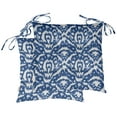 thumbnail image 4 of Vargottam Indoor/Outdoor Tufted Printed Square Seat Patio Cushion Set Of 2 Water Resistant Patio Furniture Seat Cushion 19-inches, Blue | Ikat, 4 of 7