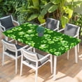 thumbnail image 2 of St. Patrick's Day Table Cloths for 4 Foot Rectangle Tables, Spring Shamrock Leaves Polka Dots Dark Green Patio Waterproof Elastic Fitted Tablecloths, Washable Rectangular Table Cover for Camping, 2 of 8