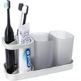 thumbnail image 1 of Portacepillos de dientes, Portacepillos de plástico de calidad con tazas, Mueble de baño 21.5 * 8.1 * 10.5cm TUNC Sencillez, 1 of 5