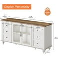 thumbnail image 2 of WAMPAT Farmhouse TV Stand, up to 75 inch, Glass and Wood, 4 Openable Storage Doors, Universal Media Console, Entertainment Center, 60-75 inch TV Table Cabinet,White&Oak, 2 of 8